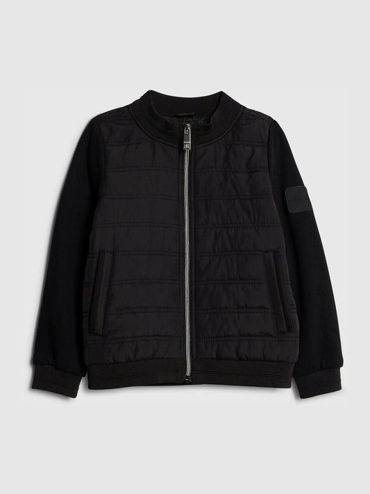 River Island Black Padded Hybrid Hoodie Jacket