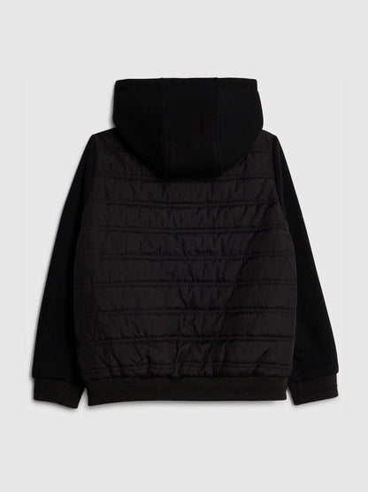 River Island Black Padded Hybrid Hoodie Jacket