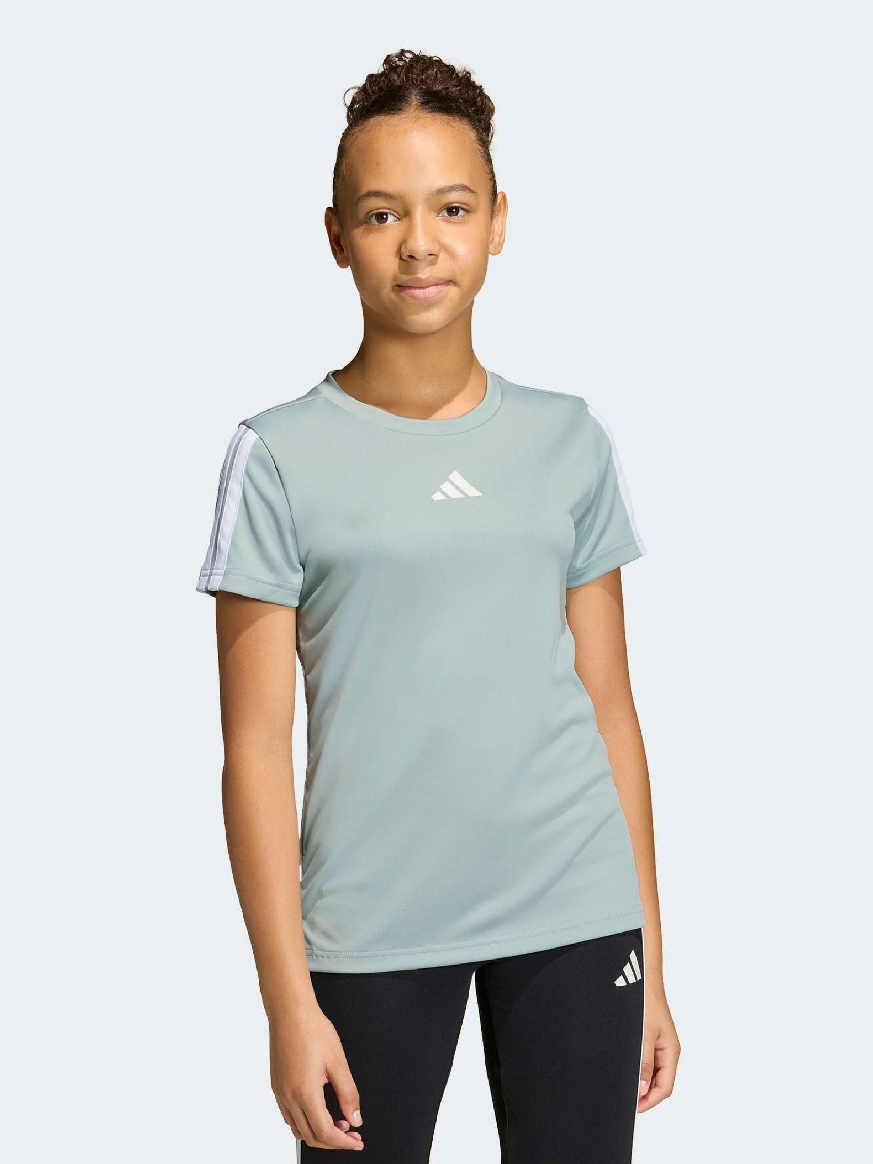 Dsiney Kidz - adidas Light Green Training Essentials 3-Stripes Kids T-Shirt image 1