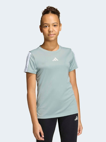 Dsiney Kidz - adidas Light Green Training Essentials 3-Stripes Kids T-Shirt image 1