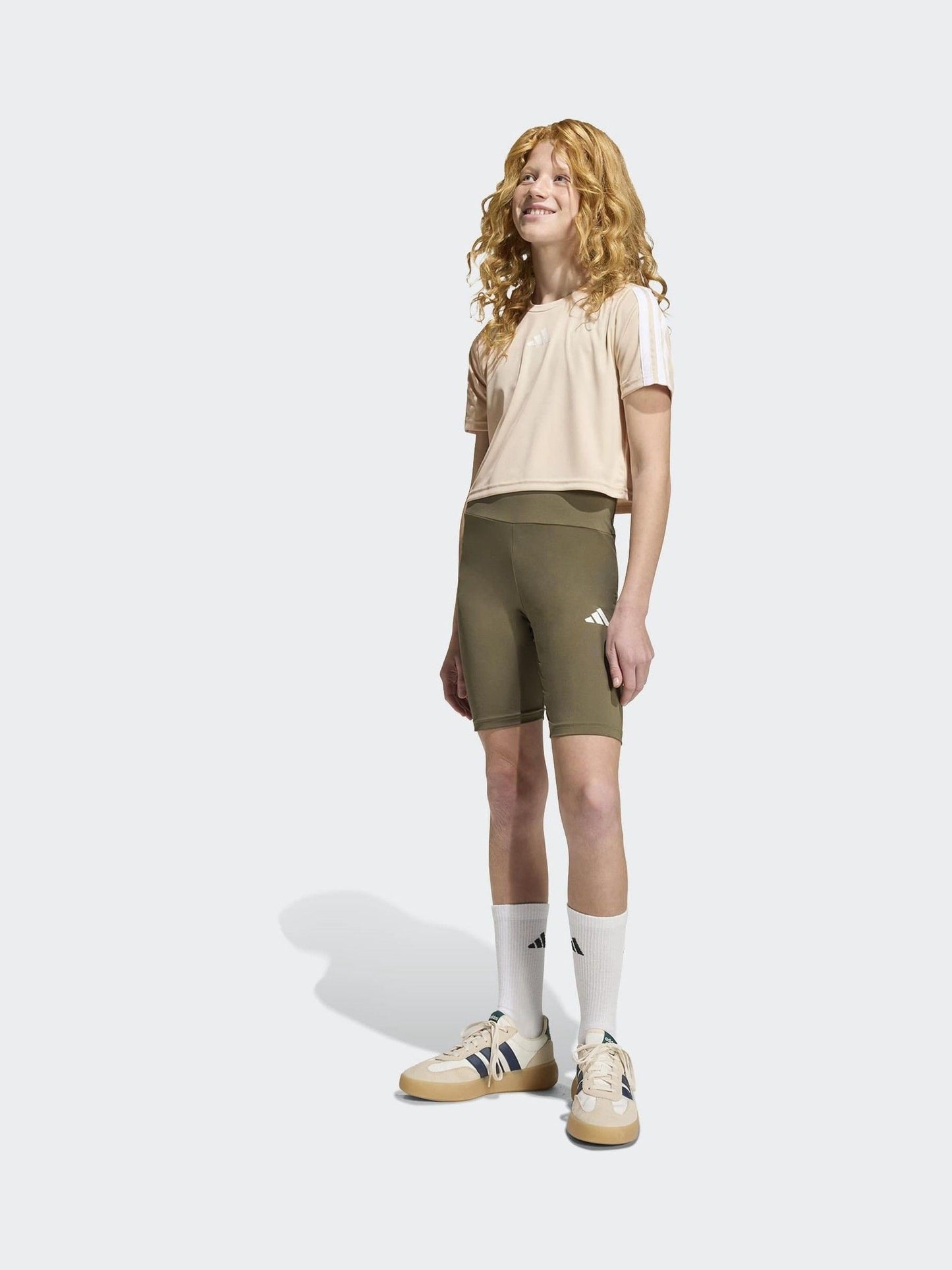Dsiney Kidz - adidas Brown Train Essentials 3-Stripes T-Shirt and Bike Short Set Kids image 1