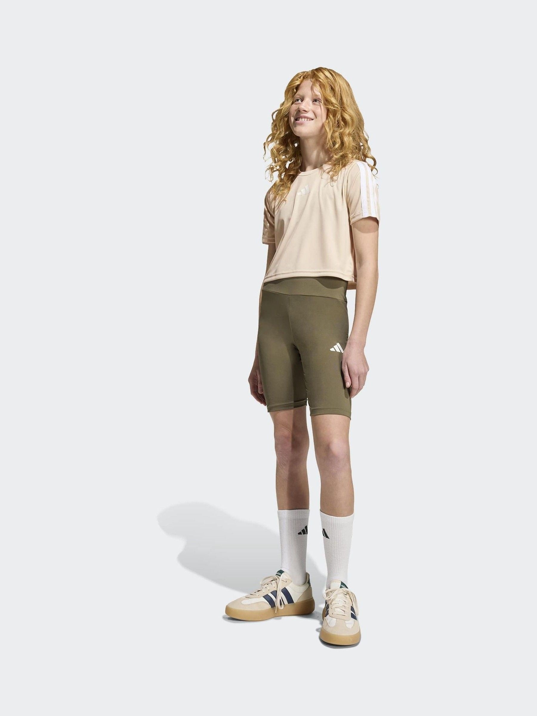 Dsiney Kidz - adidas Brown Train Essentials 3-Stripes T-Shirt and Bike Short Set Kids image 1