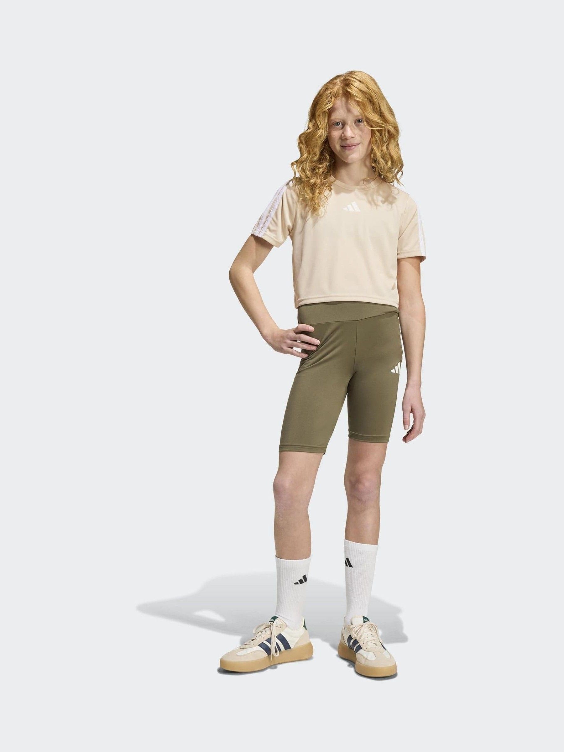 Dsiney Kidz - adidas Brown Train Essentials 3-Stripes T-Shirt and Bike Short Set Kids image 3