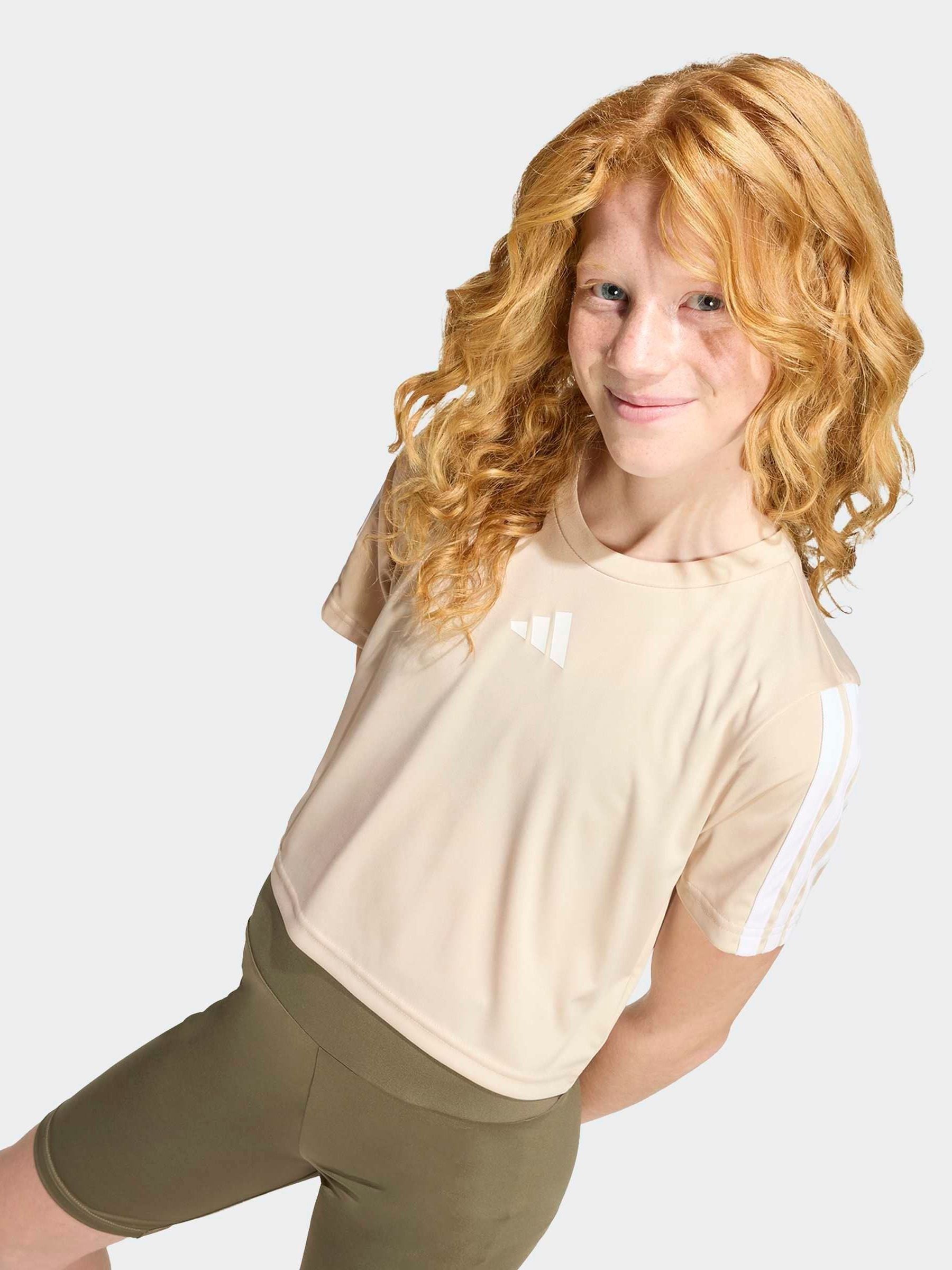 Dsiney Kidz - adidas Brown Train Essentials 3-Stripes T-Shirt and Bike Short Set Kids image 5