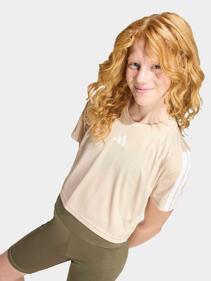 Dsiney Kidz - adidas Brown Train Essentials 3-Stripes T-Shirt and Bike Short Set Kids image 5