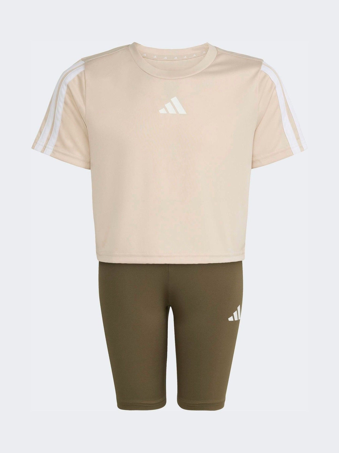 Dsiney Kidz - adidas Brown Train Essentials 3-Stripes T-Shirt and Bike Short Set Kids image 6