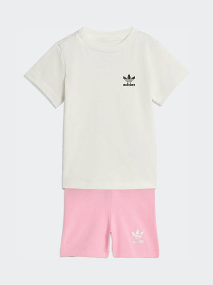 adidas Originals Pink T-Shirt and Cycling Shorts Infant Set image 1