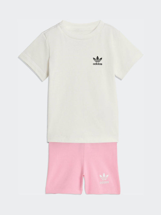 adidas Originals Pink T-Shirt and Cycling Shorts Infant Set image 1