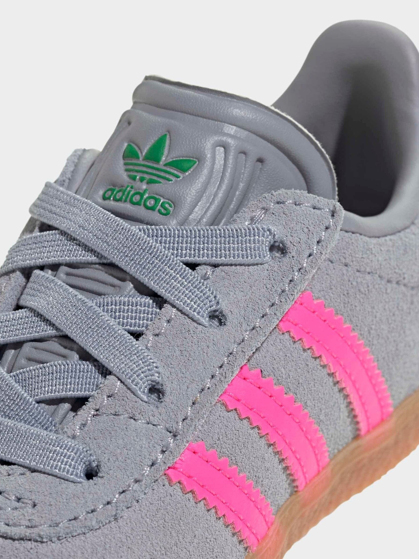 adidas Originals Grey/Pink Gazelle Comfort Closure Elastic Laces Infant Trainers image 7