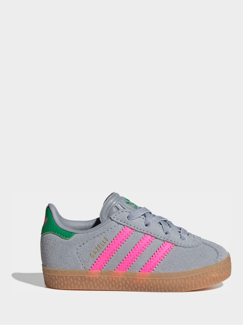 adidas Originals Grey/Pink Gazelle Comfort Closure Elastic Laces Infant Trainers image 1