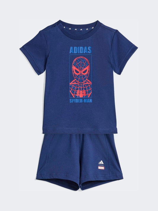 adidas Blue Marvel Spider-Man Top and Shorts Infant Set image 1