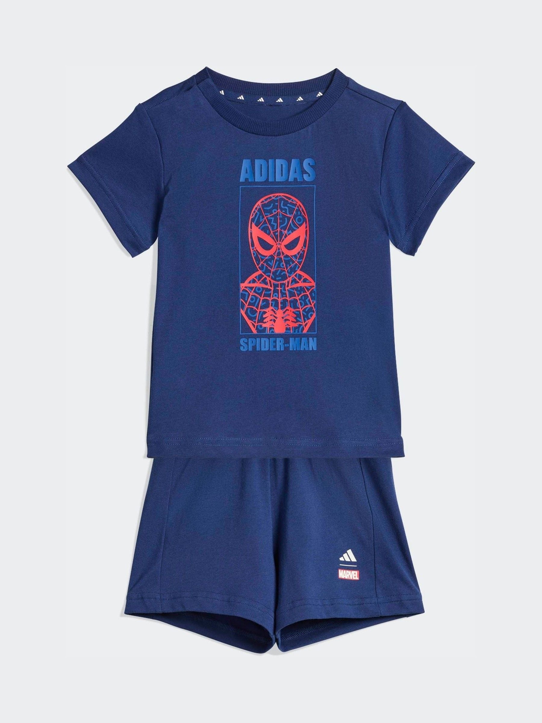 adidas Blue Marvel Spider-Man Top and Shorts Infant Set image 3
