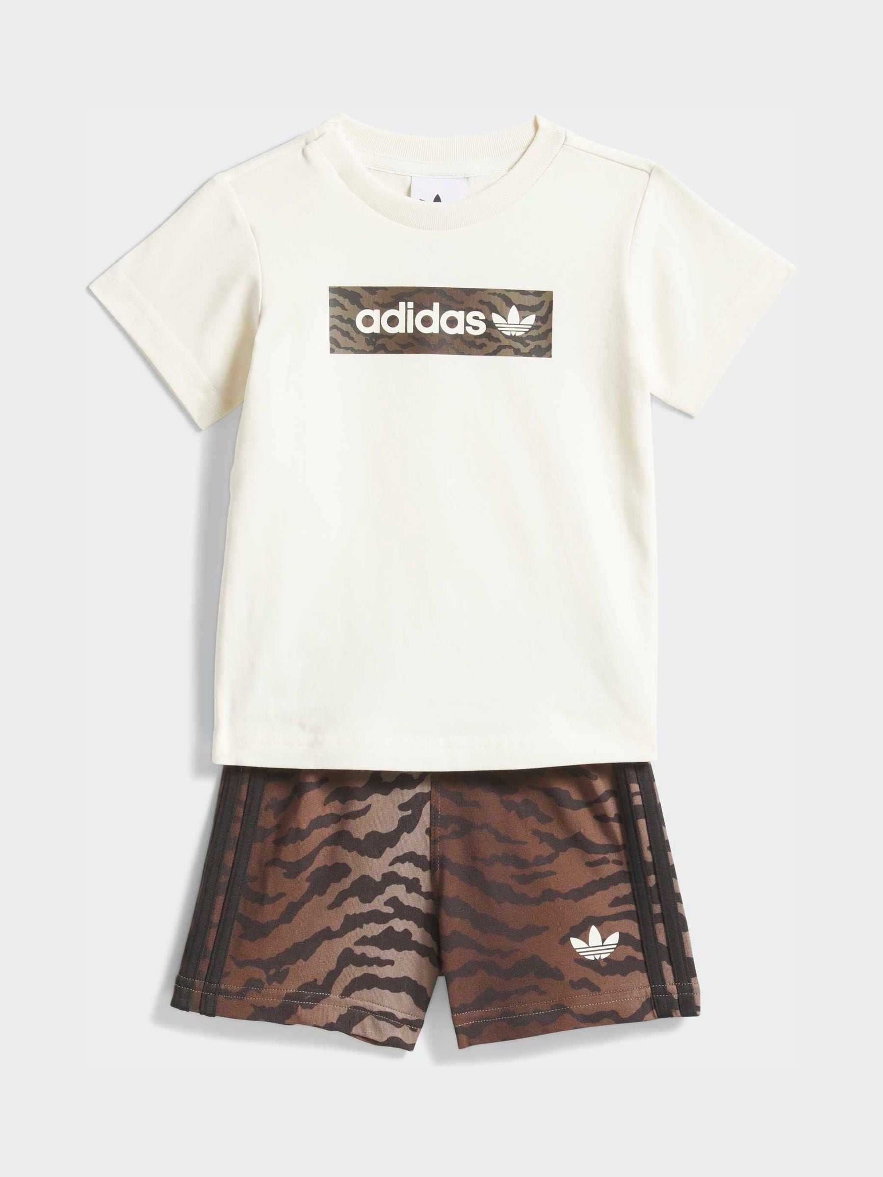 adidas Originals Brown Animal T-Shirt and Shorts Infant Set image 1