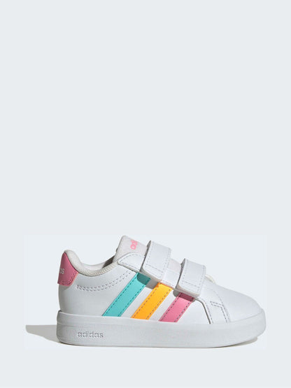 adidas White/Multi Grand Court 3.0 Infant Trainers image 1