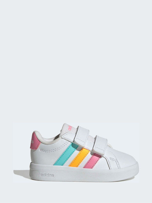 adidas White/Multi Grand Court 3.0 Infant Trainers image 1