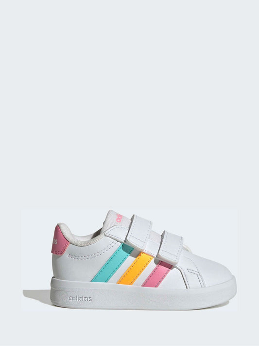 adidas White/Multi Grand Court 3.0 Infant Trainers image 1