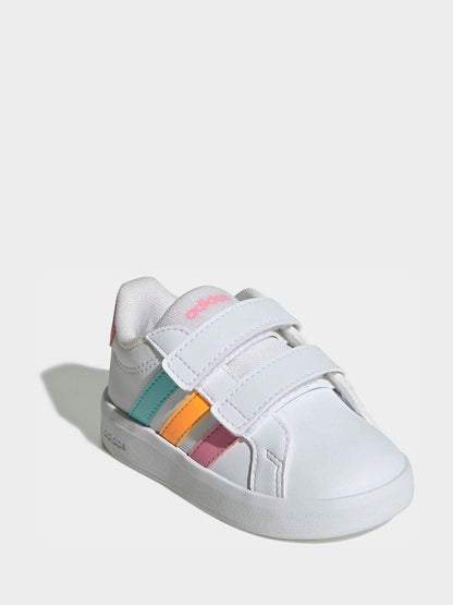 adidas White/Multi Grand Court 3.0 Infant Trainers image 3
