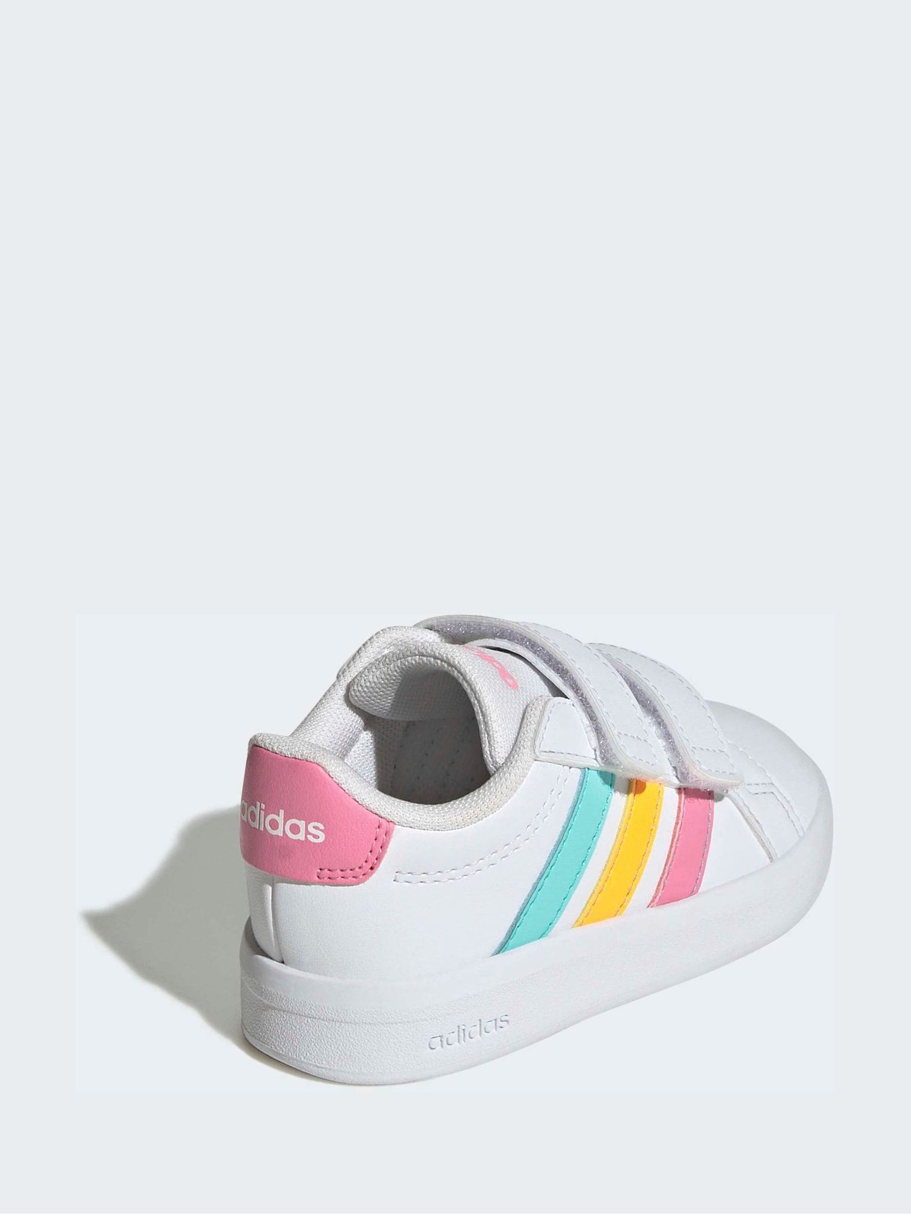 adidas White/Multi Grand Court 3.0 Infant Trainers image 4