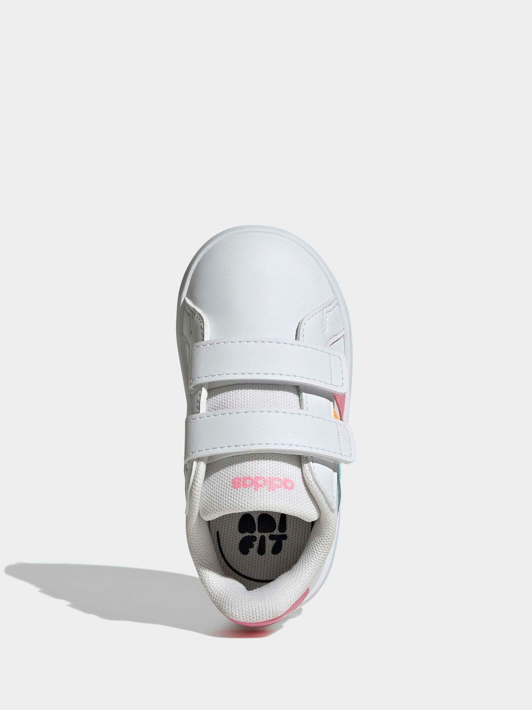 adidas White/Multi Grand Court 3.0 Infant Trainers image 6