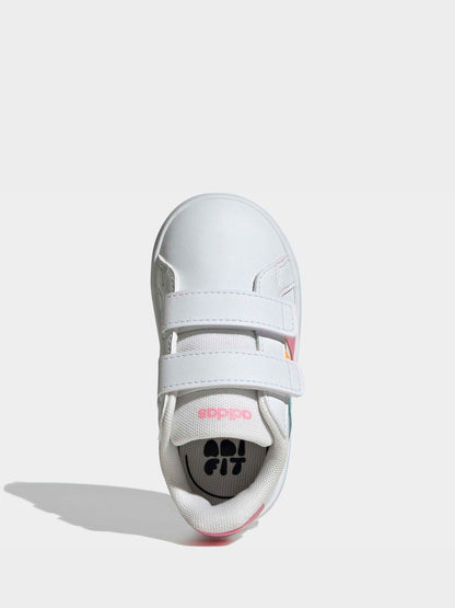 adidas White/Multi Grand Court 3.0 Infant Trainers image 6