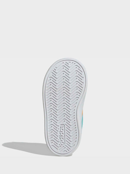 adidas White/Multi Grand Court 3.0 Infant Trainers image 7