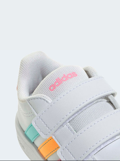 adidas White/Multi Grand Court 3.0 Infant Trainers image 8