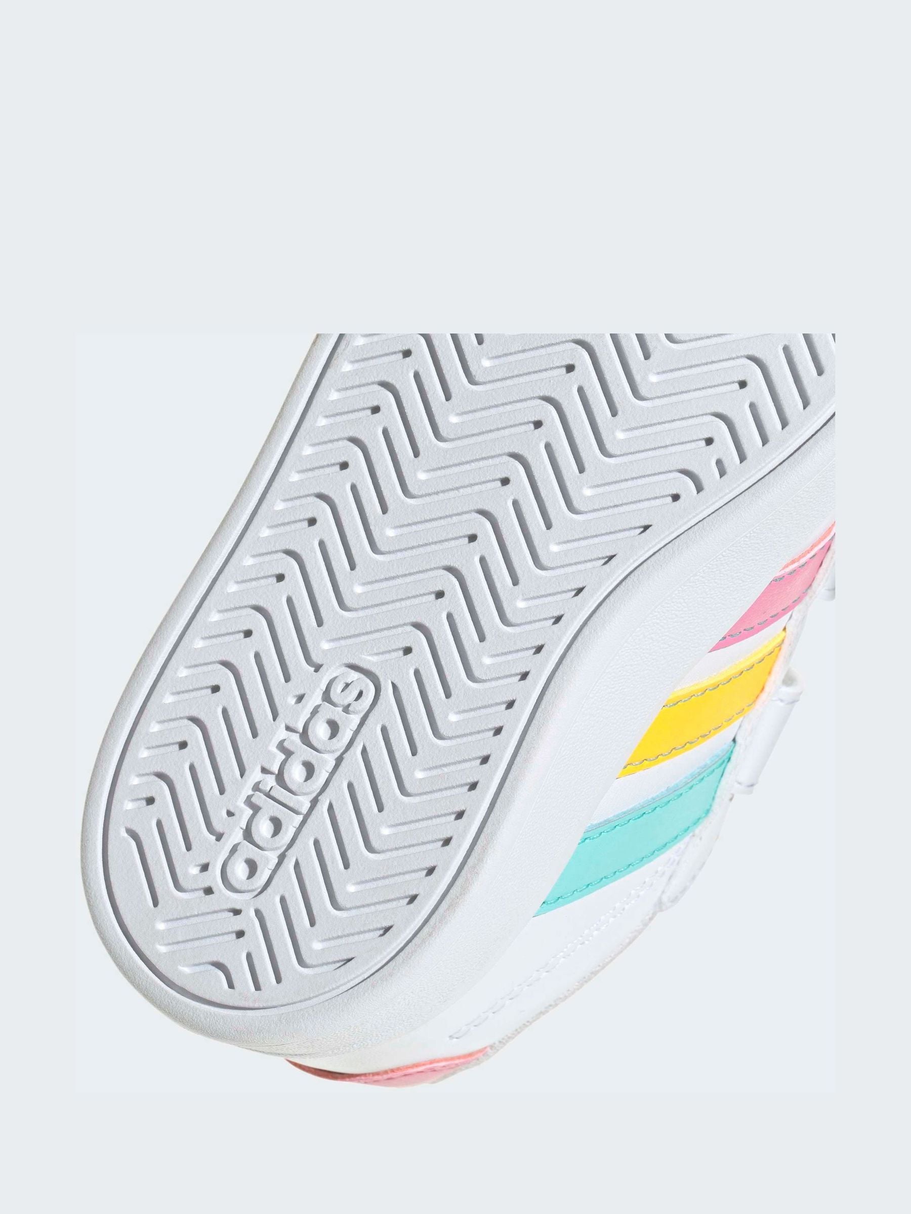 adidas White/Multi Grand Court 3.0 Infant Trainers image 9