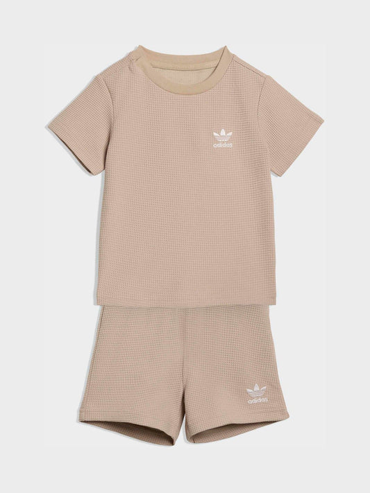 adidas Originals Neutral Waffle T-Shirt and Shorts Set image 1