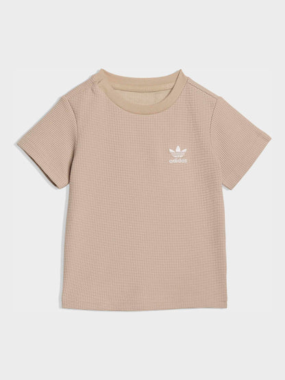 adidas Originals Neutral Waffle T-Shirt and Shorts Set image 2