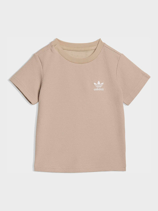 adidas Originals Neutral Waffle T-Shirt and Shorts Set image 2