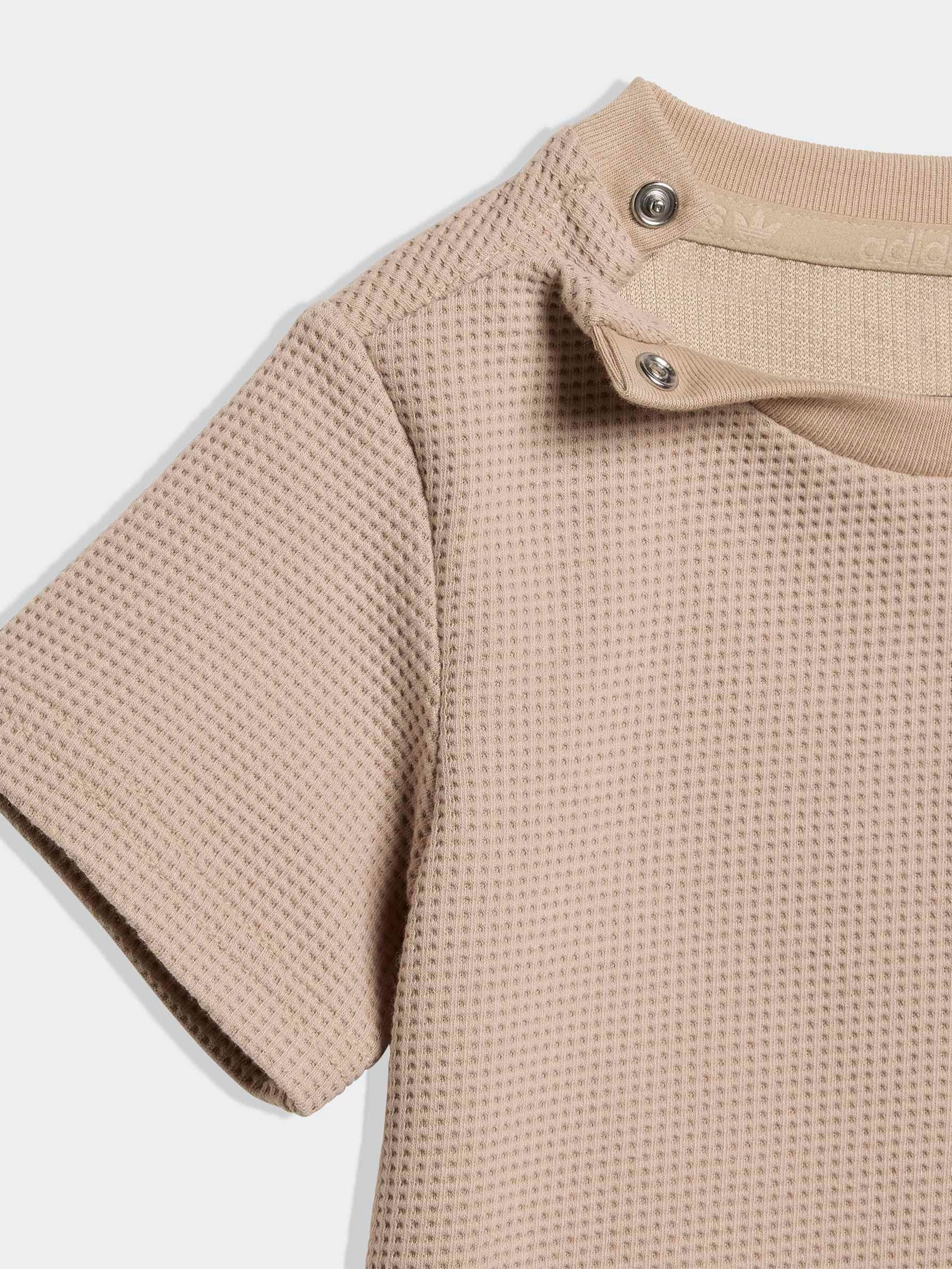 adidas Originals Neutral Waffle T-Shirt and Shorts Set image 6