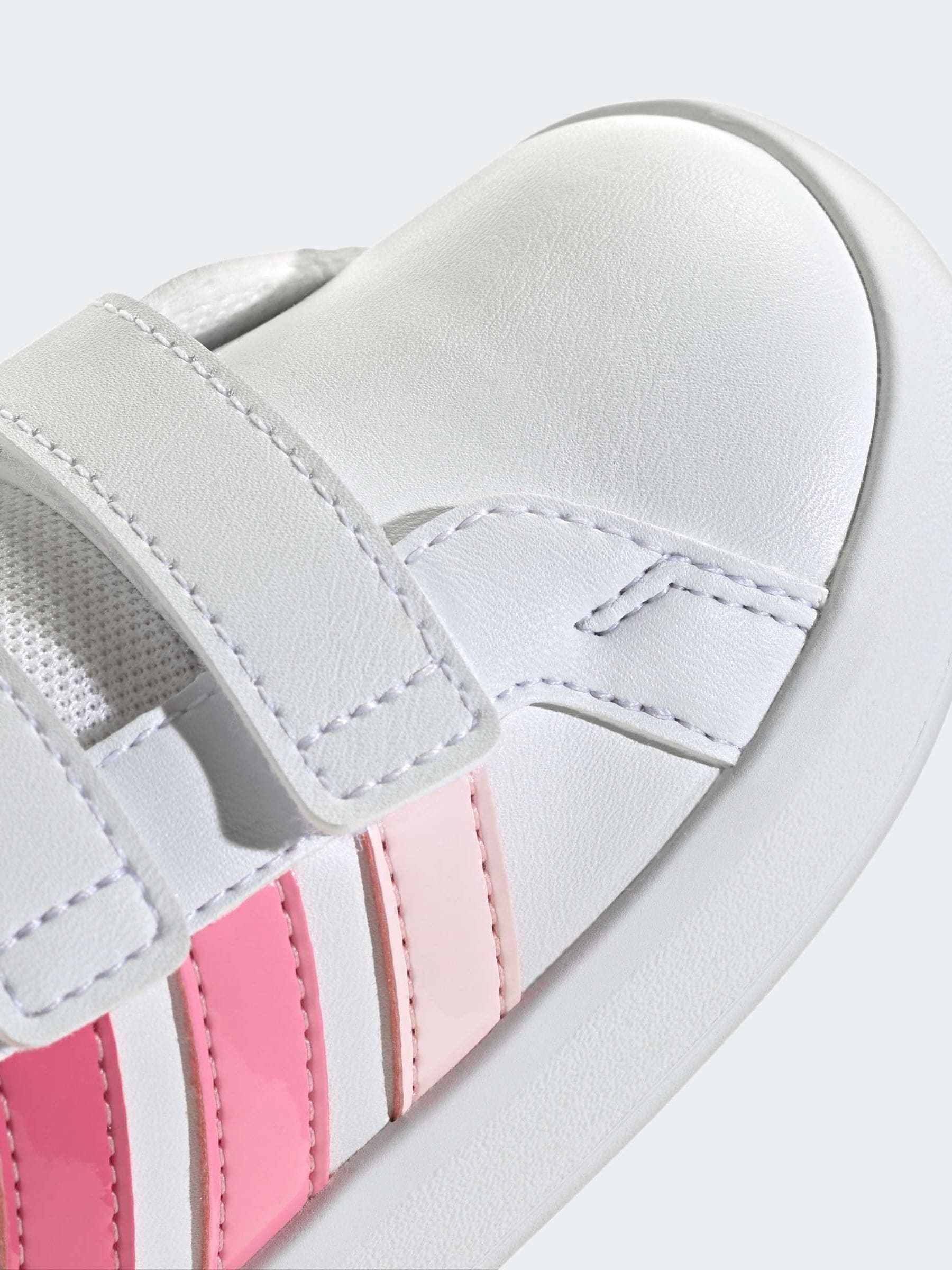 adidas White/Pink Grand Court 3.0 Infant Trainers image 10