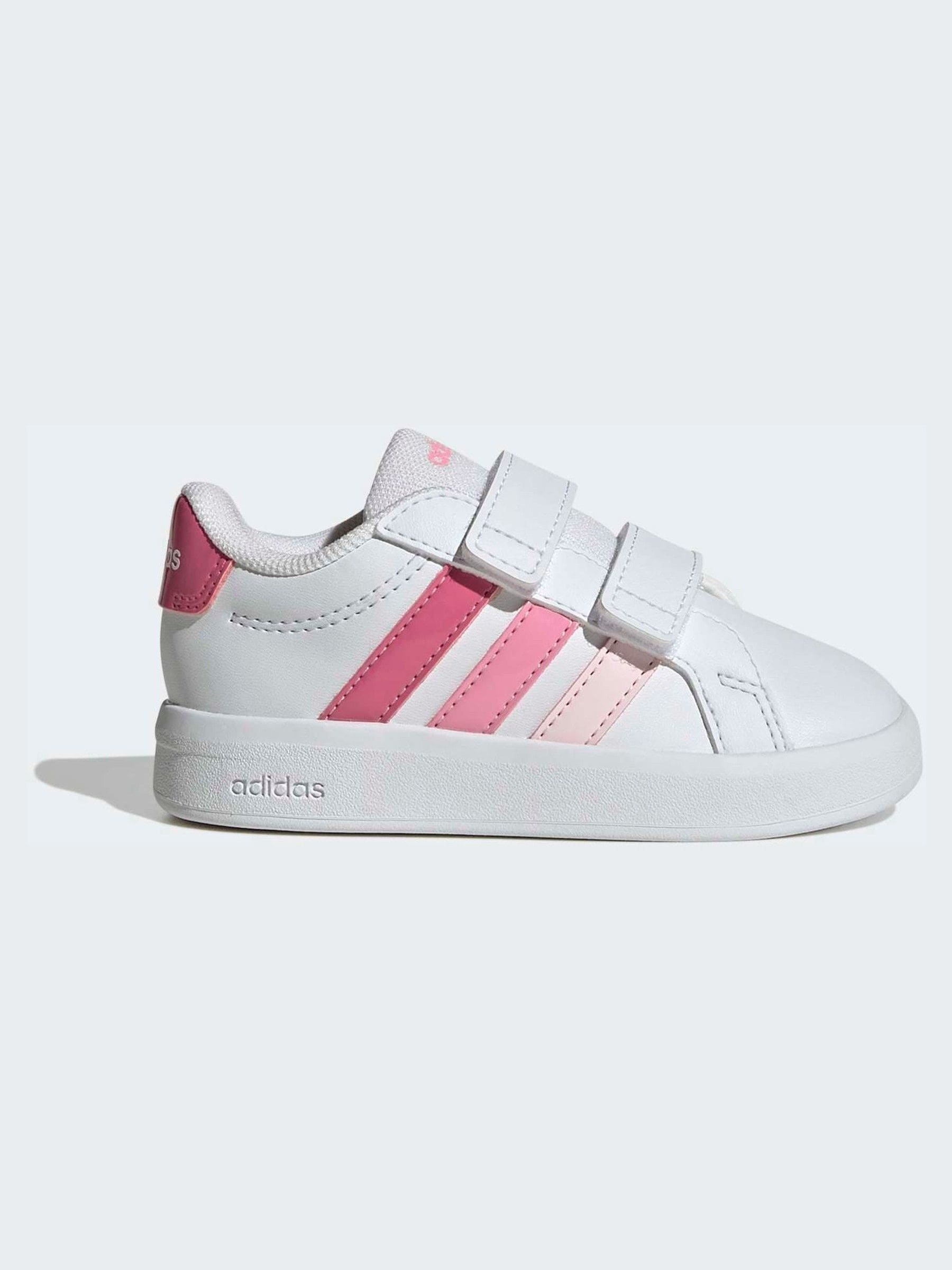 adidas White/Pink Grand Court 3.0 Infant Trainers image 3