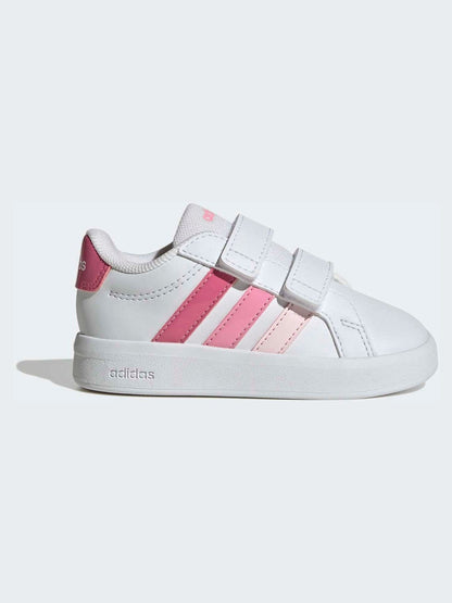 adidas White/Pink Grand Court 3.0 Infant Trainers image 3