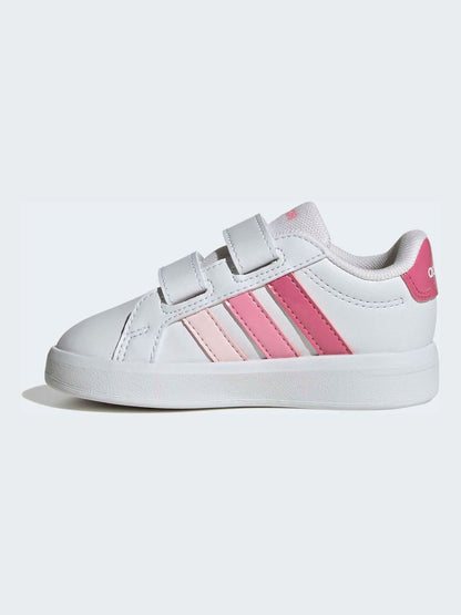 adidas White/Pink Grand Court 3.0 Infant Trainers image 4