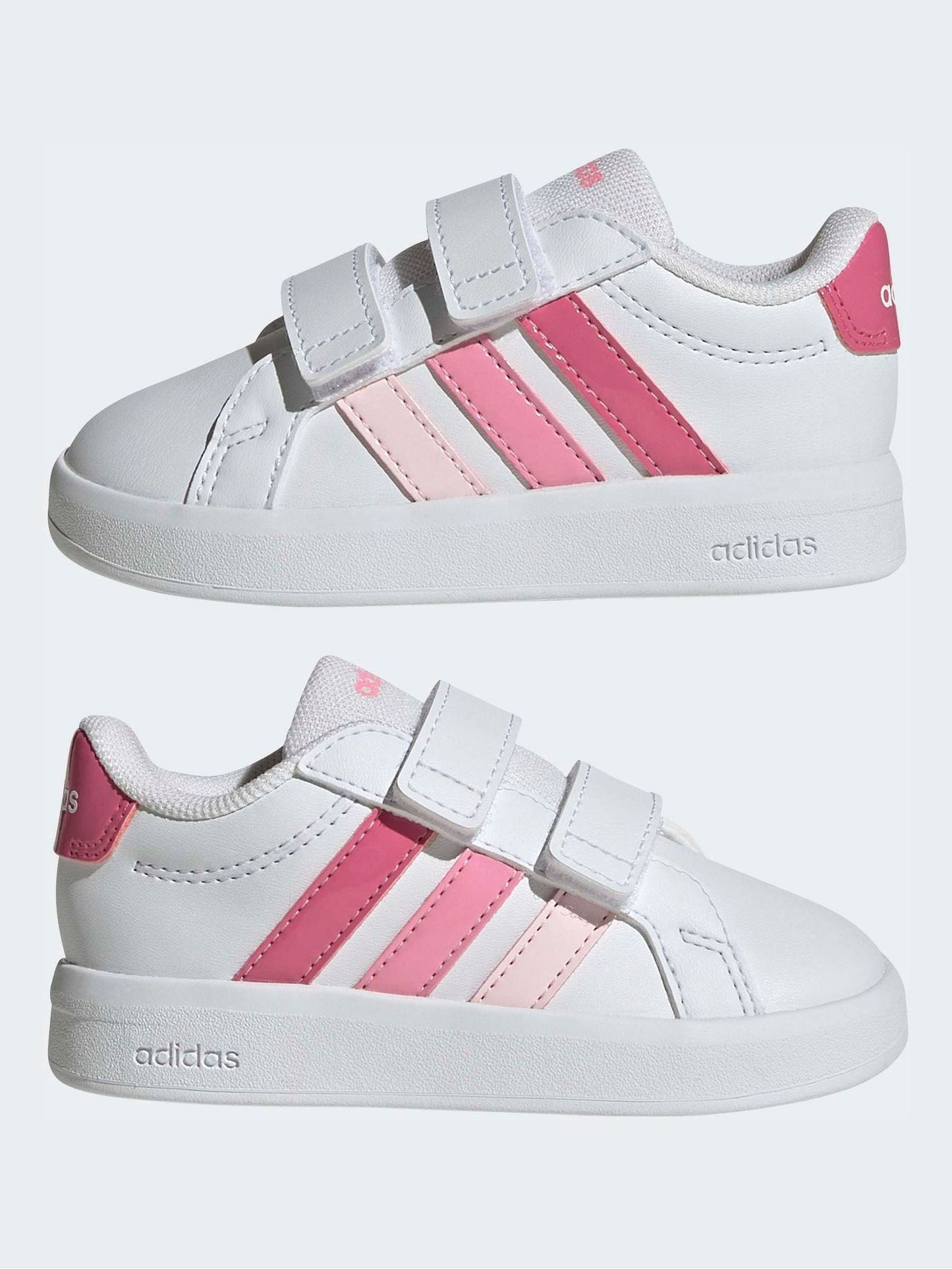 adidas White/Pink Grand Court 3.0 Infant Trainers image 6