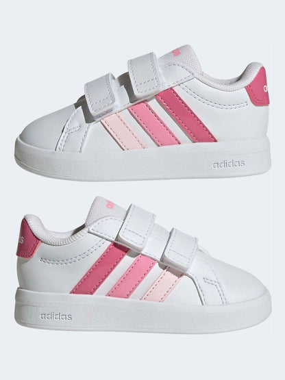 adidas White/Pink Grand Court 3.0 Infant Trainers image 6