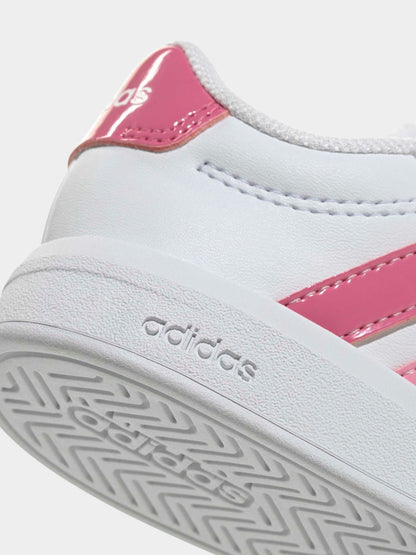adidas White/Pink Grand Court 3.0 Infant Trainers image 9