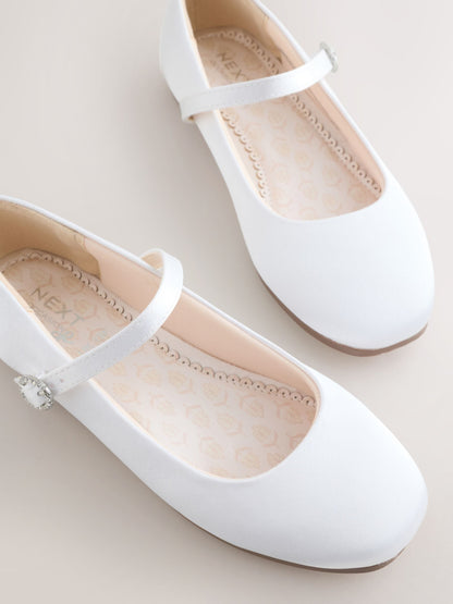 White Stain Resistant Satin Wide Fit (G) Mary Jane Occasion Shoes image 3