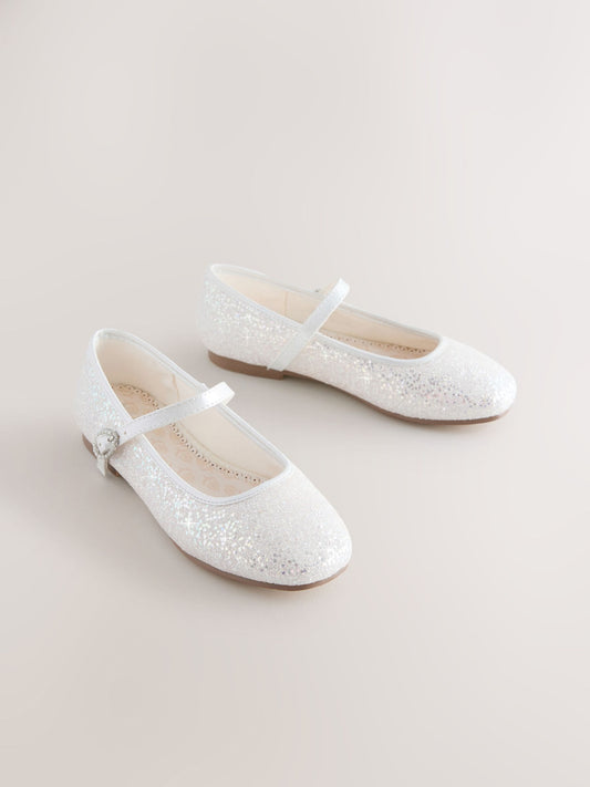 Dsiney Kidz - White Glitter Wide Fit (G) Mary Jane Occasion Shoes image 2