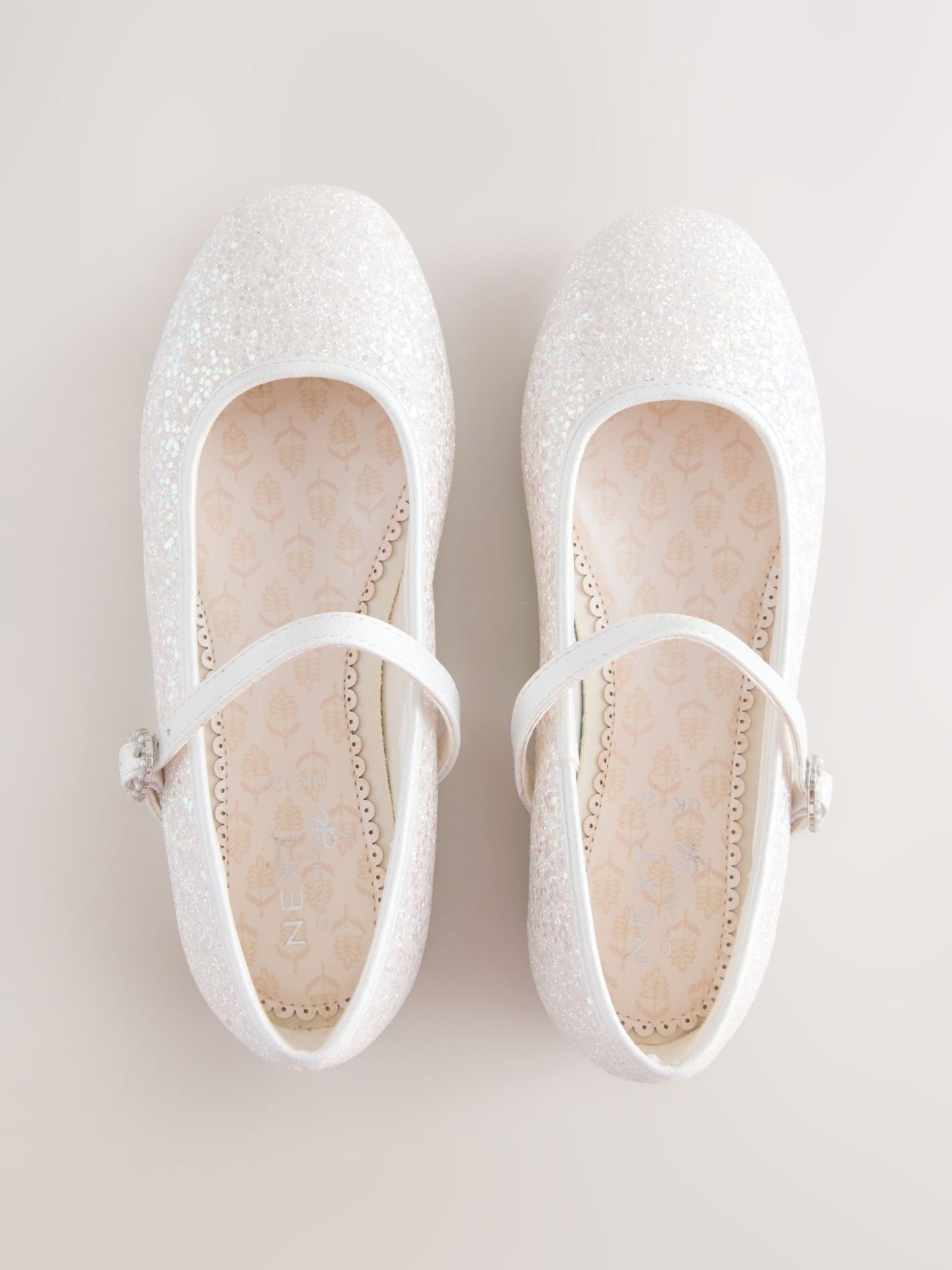 White Glitter Wide Fit (G) Mary Jane Occasion Shoes image 3