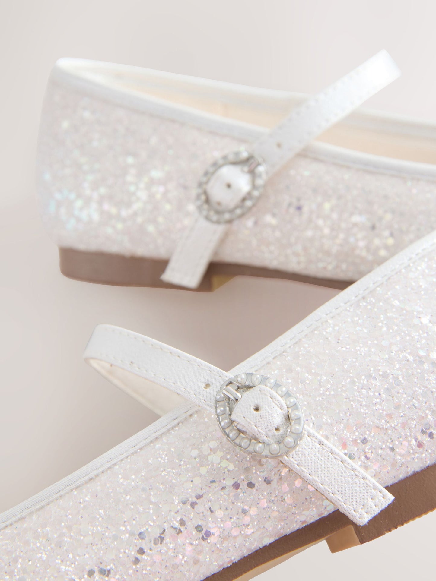 White Glitter Wide Fit (G) Mary Jane Occasion Shoes image 5
