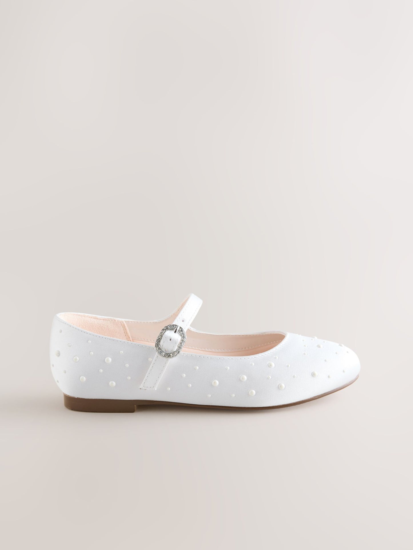 White Pearl Effect Mary Jane Flower Girl Occasion Shoes image 2