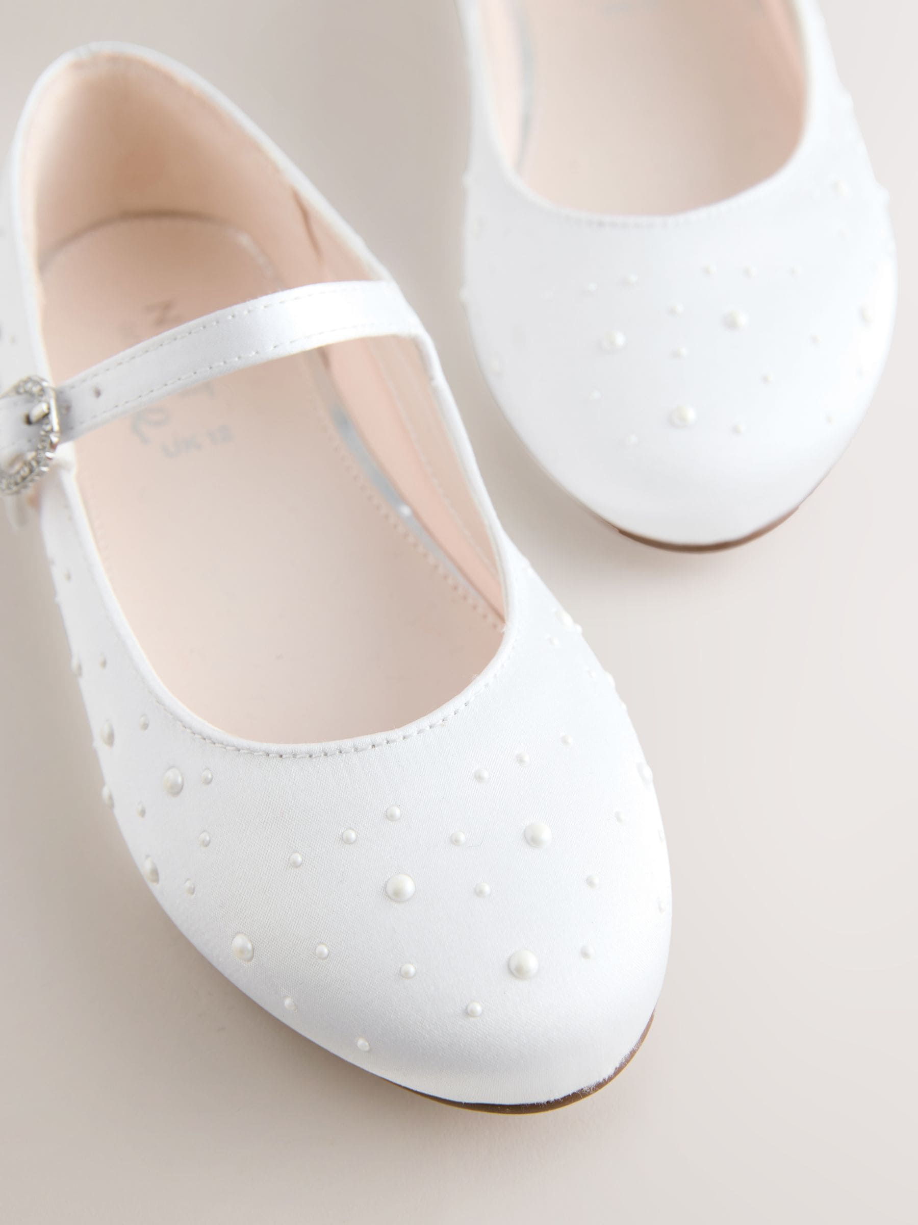 White Pearl Effect Mary Jane Flower Girl Occasion Shoes image 5
