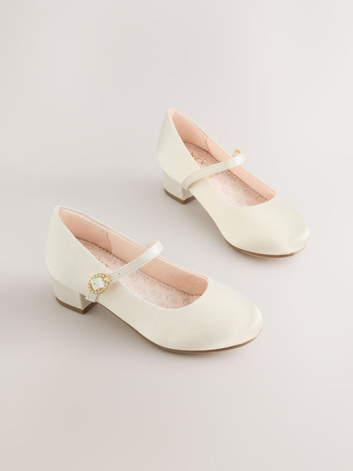 Dsiney Kidz - Ivory Standard Fit (F) Stain Resistant Satin Mary Jane Flower Girl Heeled Shoes image 1