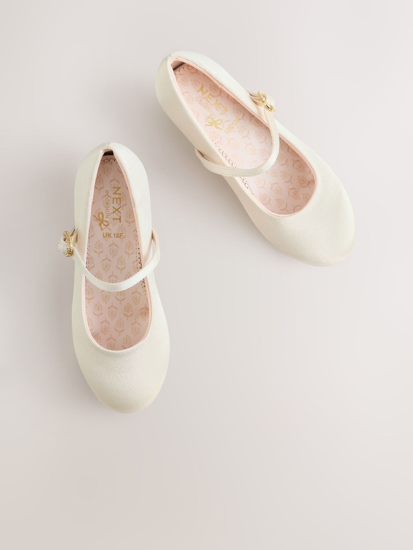 Ivory Standard Fit (F) Stain Resistant Satin Mary Jane Flower Girl Heeled Shoes image 2