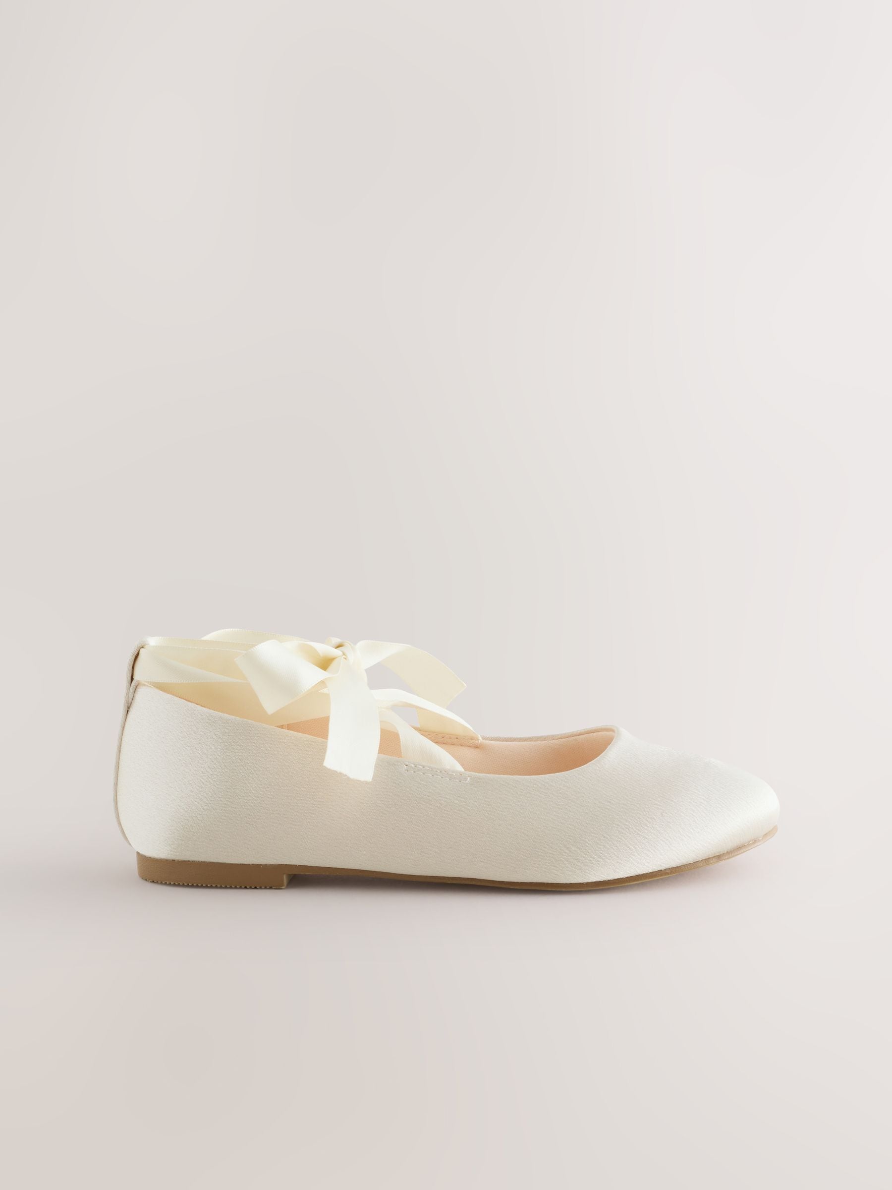 Dsiney Kidz - Ivory Satin Tie Ballerina Occasion Shoes image 2