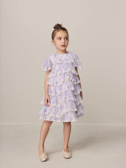 Laura Ashley White/Purple Tiered Tulle Dress image 2