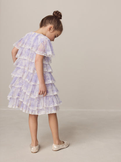Laura Ashley White/Purple Tiered Tulle Dress image 4