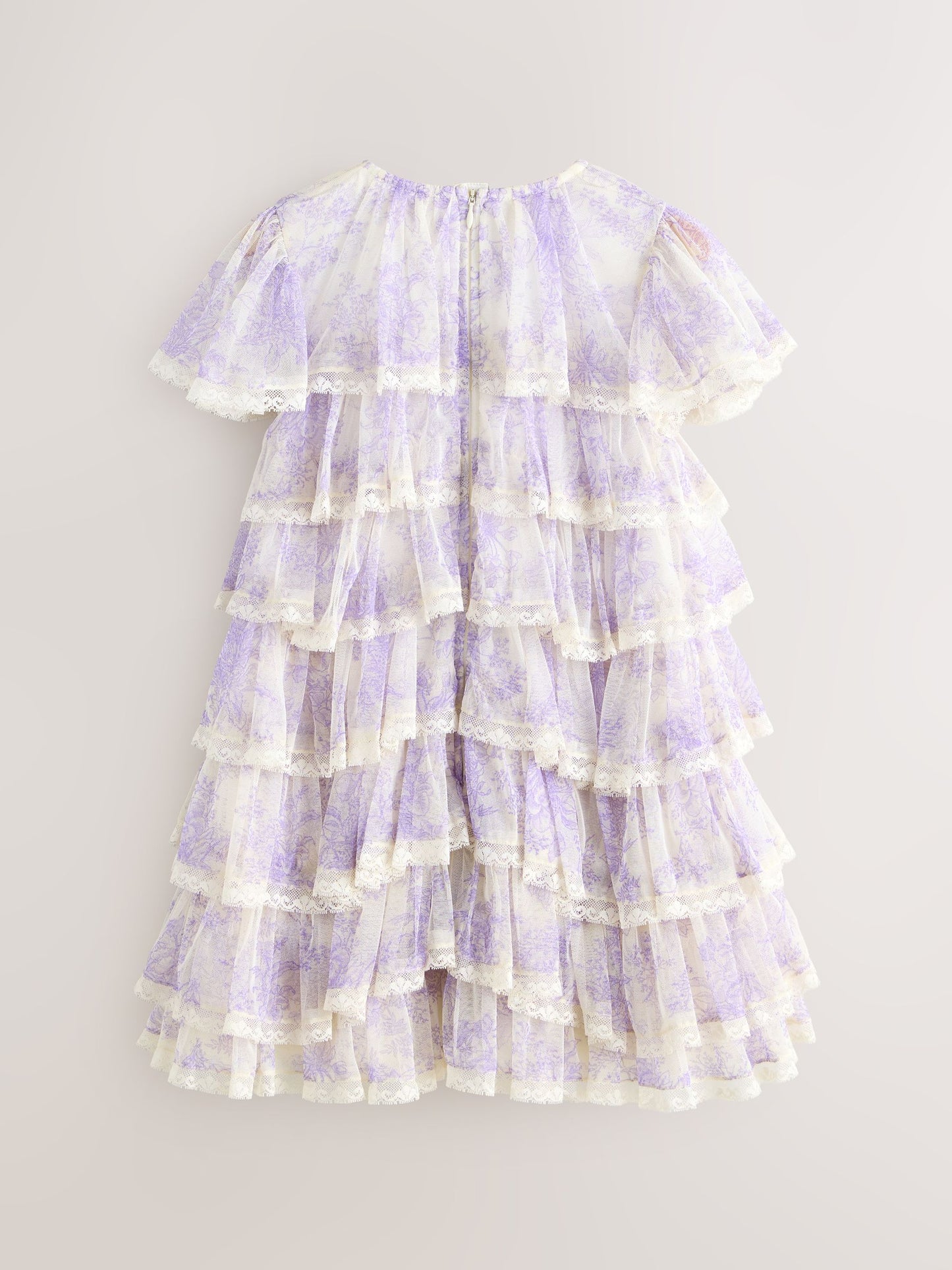 Laura Ashley White/Purple Tiered Tulle Dress image 8
